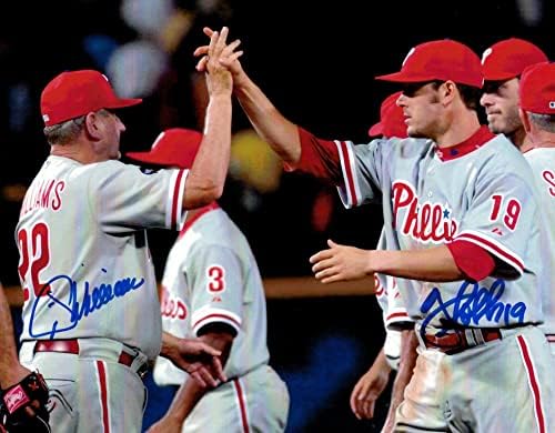 Greg Dobbs & Jimy Williams Philadelphia Phillies Dedikált 8x10 Dedikált Fotó - Dedikált MLB Fotók