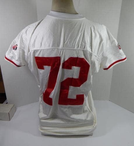 1995-ben a San Francisco 49ers Oliver Barnett 72 Játék Kiadott Fehér Jersey 50 DP32943 - Aláíratlan NFL Játék Használt