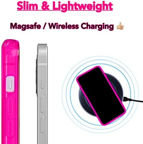 NYCPrimeTech iPhone 12/ iPhone 12 Pro Case/Slim & Lágy Átlátszó Neon Rózsaszín Borító Lökhárító Edge for iPhone 12 Pro