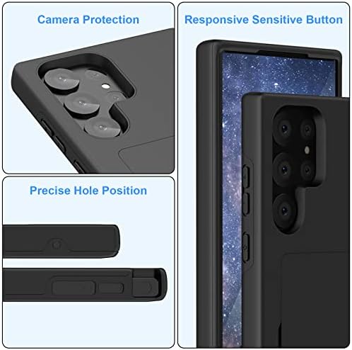 Kompatibilis a Galaxy S23 Ultra Esetében Kitámasztó ID Hitelkártya tartó Samsung S23 Ultra Védő Ütésálló Telefon, Pénztárca