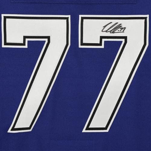 Victor Hedman Tampa Bay Lightning 2021 Stanley-Kupa Bajnokok Dedikált Kék Adidas Hiteles Jersey 2021 Stanley-Kupa Utolsó