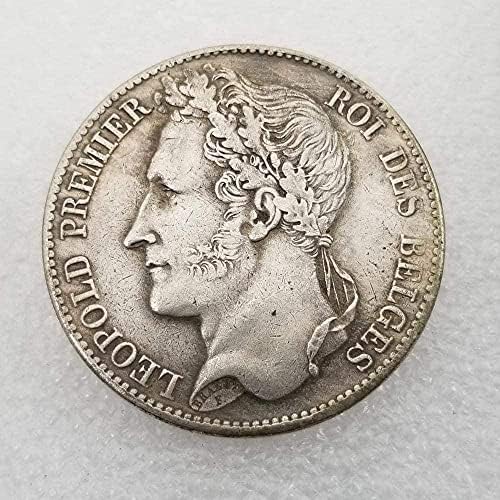 Antik Kézműves Belgium 1832 5francs Réz Ezüst Régi Érmék Emlékmű CoinCoin Gyűjtemény Emlékérme