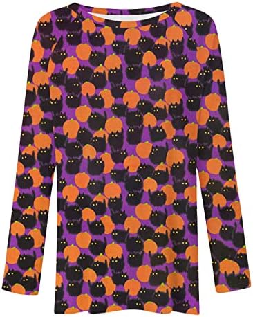NaRHbrg Női Halloween Tshirt Maximum 2022 Alkalmi Divatos Hosszú Ujjú Póló Plus Size Kísérteties Aranyos Grafikus Tunika