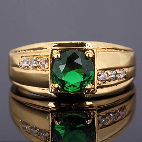 T-Ékszer Mérete 8-11 Női Férfi Arany Töltött Zöld Smaragd Eljegyzési Gyűrűt (10)