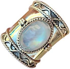 Jegygyűrű a Nők Bohém Kreatív Vintage Széles Gyűrű Divatos Női Fél Gyűrűt, Ékszert (Ezüst, 9)