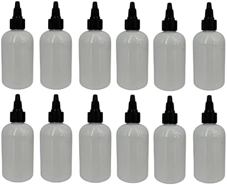 4 oz Fehér Boston Műanyag Palackok -12 Pack Üres Üveget Újratölthető - BPA Mentes - illóolaj - Aromaterápia | Fekete
