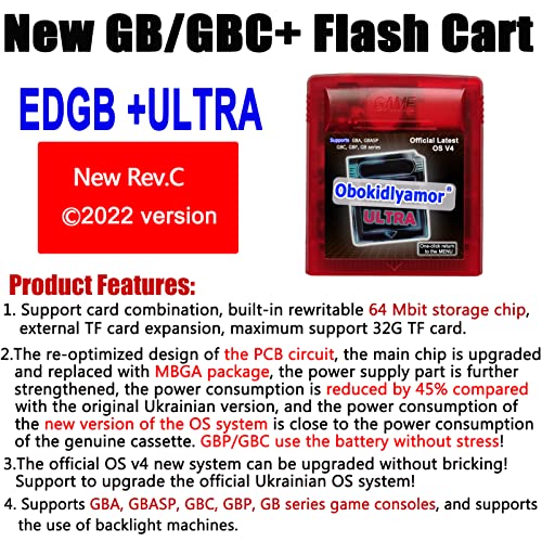Obokidlyamor 2022 Új Verzió GB-OS V4 Rendszer Játék Patron Flash Kocsit a Game boy Color GB GBC játékkonzolok;Flash