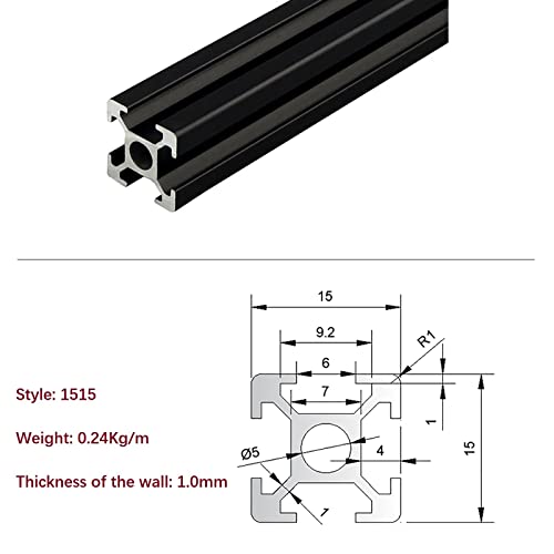 Mssoomm 2 Csomag 1515 Alumínium Extrudált Profil, Hossz 72.44 inch / 1840mm Fekete, 15 x 15 mm 15 Sorozat T Típusú,