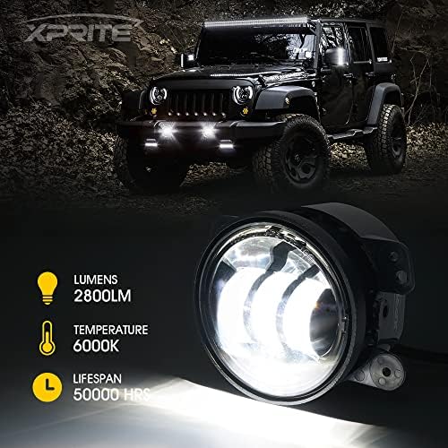 Xprite 4 Hüvelykes LED-es Ködlámpa Kompatibilis a Jeep Wrangler JK Korlátlan JKu 2007-2018 | Első Lökhárító Csere, 60W