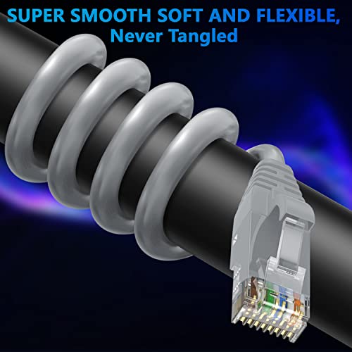 Adoreen Ethernet Cat 6 Patch Kábel 0.6 ft-10 Pack-Szürke, Gigabit, Internet Kábel (Több Színben-Pks-Hossz Kiválasztása)