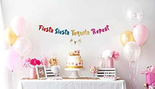 Fiesta Siesta Tequila Ismételje meg a Színes, Csillogó Banner - Lánybúcsú, Dekoráció - Cinco De Mayo - 21 30 40 Szülinapi