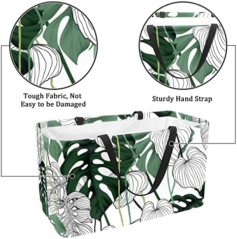 Újrafelhasználható Bevásárló Kosár Kézzel Festett Növényi Dzsungel Minta Hordozható Összecsukható Piknik Táskák Szennyes