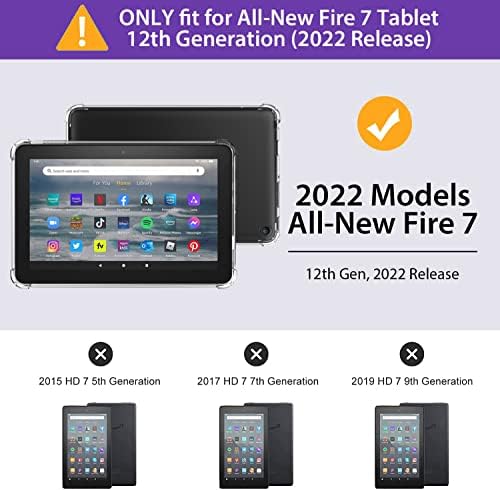Esetben a Kindle Fire 7 (2022 Kiadás -12 Generációs), Tűz 7 Tablet Esetben TPU, Vastag Sarkok, Könnyű Vékony, Vékony