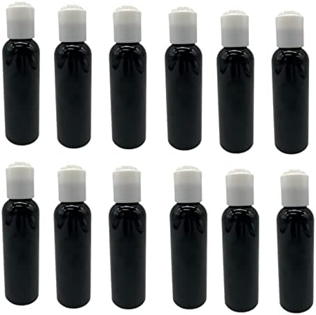 2 oz Cosmo Fekete Műanyag Palackok -12 Pack Üres Üveget Újratölthető - BPA Mentes - illóolaj - Aromaterápia | Fehér