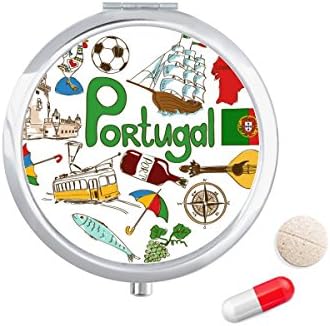 Portugália Szerelmes Szív Landscap Nemzeti Zászló Tabletta Esetben Zsebében Gyógyszer Tároló Doboz, Tartály Adagoló