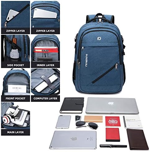 FENGDONG Tartós, Vízálló Utazási Nagy Laptop Hátizsák 17.3 inch,Főiskolai Hátizsák Bookbag Férfi & Nő Üzleti Hátizsák