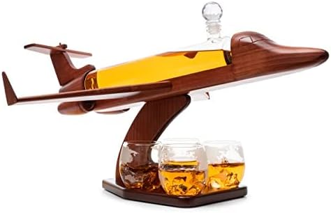 Sugárhajtású Repülőgép Bor & Whiskys Üveget 1000ml Set, 4, 12 oz Világ Térkép Szemüveget A Bor Savant - Pilóta Ajándékok,