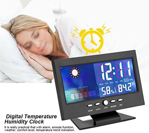 TMISHION Digitális Időjárás Előrejelzés-Óra, Nagy LCD Páratartalom, Hőmérséklet, Idő Kijelzés, Lógó Lyukak Álljon, Kényelem