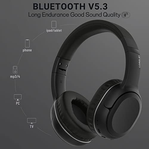 LORELEI B-C5 Vezeték nélküli Fejhallgató Bluetooth-On-Ear Fülhallgató Bulit a Mikrofon, 30 ÓRA Játékidő,BT 5.3 Lightweght