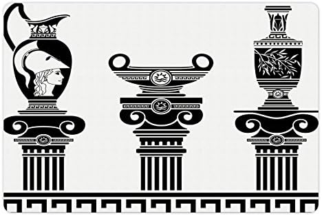 Ambesonne Retro Pet-Mat az Étel, a Víz, a Görög Vázák, Ion Oszlopok Design Amfóra Antik Kultúra, Téglalap Csúszásmentes