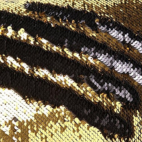 TRLYC 1 Udvaron Fekete-Arany kétszínű Reverzibilis Sequin Szövet Esküvői Ruha,Kifordítható Sequin Asztal Ágynemű