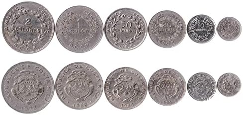 6 Érmék a Costa Rica | Costa Rica-i Tico Érme Meghatározott Gyűjtemény 5 10 25 50 Centimos 1 2 Colones | Juttatni 1965-1980