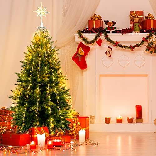 Karácsonyfa Lámpák Csillag Topper, 6.6 ft 14 Vonalak String Lámpák, karácsonyfa Díszek - Könnyen Telepíthető, 293 Számít