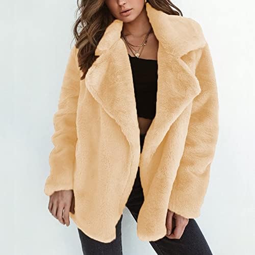 PRDECEXLU Divat Téli Hosszú Ujjú Kabát Női Randi Legpuhább Bő Kabát egyszínű Vastag Kabát Hajtókáját