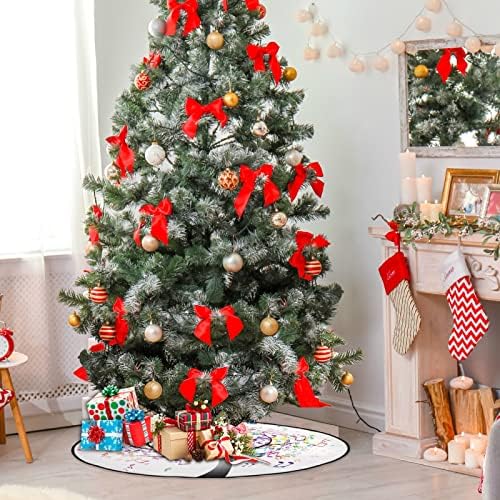 visesunny karácsonyfa Mat Absztrakt Zene Fa Fa áll Szőnyeg Padló Protector Nedvszívó Fa Állvány Tálca Mat a Szezonális