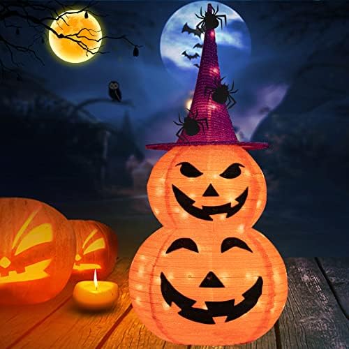 N&T NIIETING Halloween Dekoráció, Kültéri, 3FT Halloween Összecsukható Pumpkin Dekoráció, 8 Világítási Mód Kültéri Beltéri