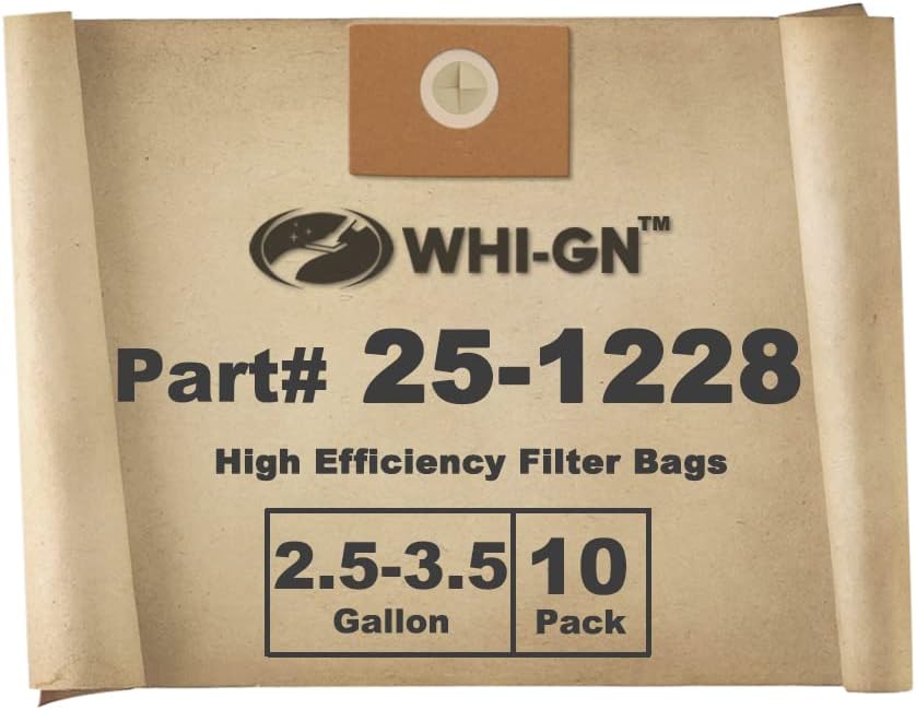 WHI-GN 25-1228 Eldobható Csere Filter, kompatibilis Stanley 2.5-3.5 Liter Nedves/Száraz Porszívó SL18136 (10 Pack)