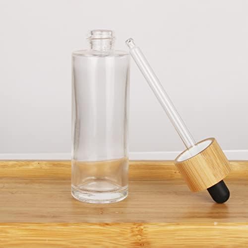 COSIDEA 6 DB üres 30ml / 1oz tiszta üveg, fa bambusz cseppentő fedelek szérum, illetve illóolaj, DIY kozmetikai olaj