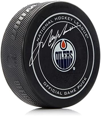 Mark Messier Dedikált Edmonton Oilers Hivatalos Játék Puck - Dedikált NHL Korong