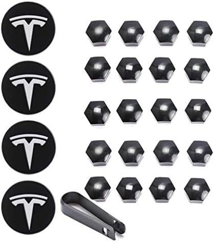 OSIRCAT Tesla Kerék közepén a Caps illik a Tesla Model S/3/X, 4-Es Elosztó Központ Cap + 20 Húz Dió Kiterjed, Fekete/Ezüst