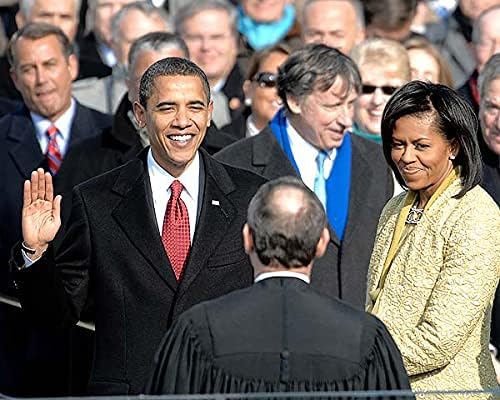 Barack Obama elnök az Esküt w/Michelle 8x10 Ezüst-Halogenid-Fotó Nyomtatás