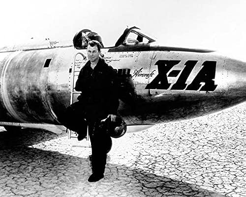 Pilóta Chuck Yeager w/Bell X-1A Repülőgép 8x10 Ezüst-Halogenid-Fotó Nyomtatás