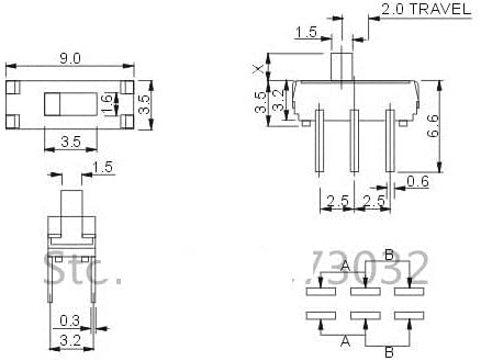 Toggle Kapcsoló 100 A Micro MSS22D18 többfunkciós Kapcsoló DIP 6Pins 2P2T Kezelni a nagy 2mm váltókapcsoló tolókapcsoló