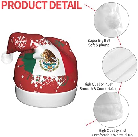 Zászló Mexikóban Sas Vicces Felnőttek Plüss Télapó Sapka Fény Karácsonyi Kalap Női & Férfi Karácsonyi Ünnepi Kalap