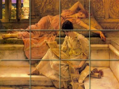 FlekmanArt Kedvenc Költő által Sir Lawrence, Alma-Tadema - Art Freskó Márvány Zuhant 16 W x 12 H (4x4), Konyha, Zuhanyzós