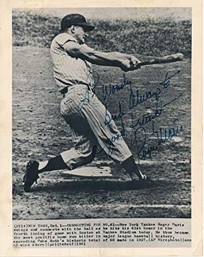 Roger Maris Yankees Aláírt/Dedikált 1961 Vezeték Fotó PSA/DNS 158329