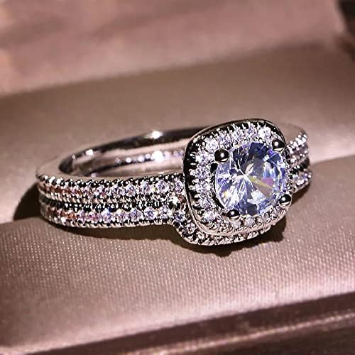 2023 Luxus Cirkon Strasszos Gyűrű Hölgy Elegáns Esküvői Ékszerek, Gyűrű, Ékszerek, Ajándék, Megfelelő Gyűrűk 3 (Ezüst,
