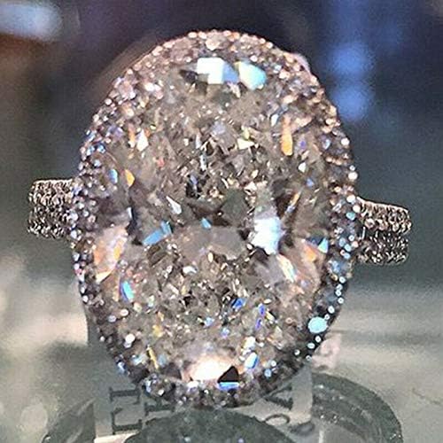 Luxus Ovális Fehér Zafír 925 Ezüst Ígéret Gyűrű Esküvői Ékszer Ajándék Size6-10 (10)