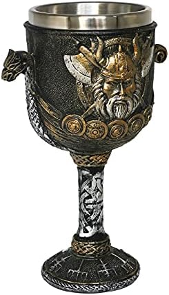 Középkori Viking Odin bor serleg - Norvég Viking Harcos Sárkány hajó fém talpas kehely Viking Kalóz Rajongók ajándékok