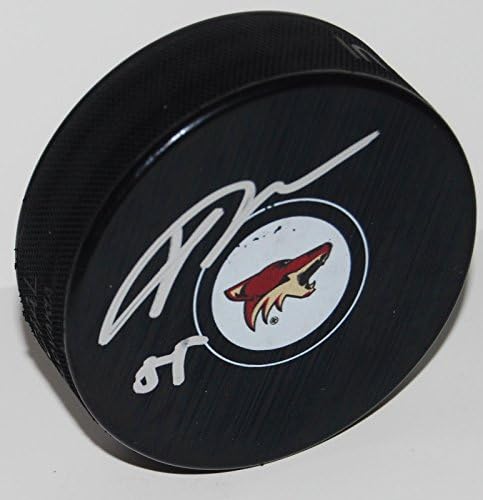 JASON DEMERS aláírt (PHOENIX COYOTES) logós jégkorong W/COA - Dedikált NHL Korong