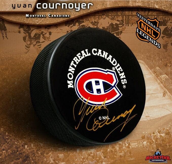 YVAN COURNOYER Aláírt Montreal Canadiens Puck - Dedikált NHL Korong