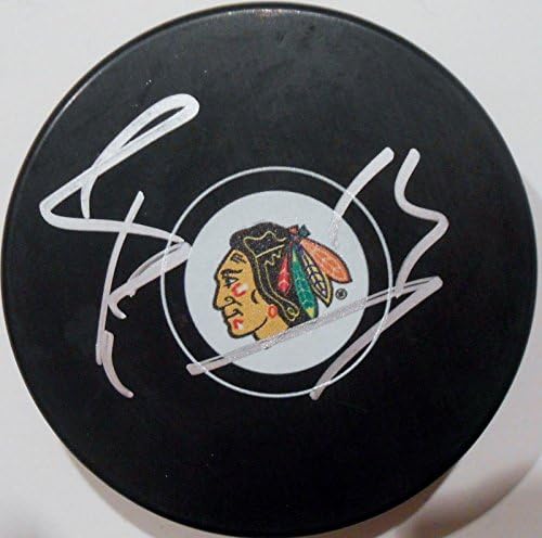 Richard Panik írta Alá -17 Chicago Blackhawks Logó Korong w/COA 1 - Dedikált NHL Korong