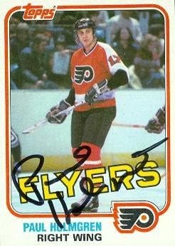 Paul Holmgren dedikált Jégkorong Kártya (Philadelphia Flyers) 1981 Topps 105 - Dedikált Jégkorong Kártyák