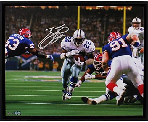 Emmitt Smith Aláírt Dallas Cowboys Keretes 16×20 NFL Feszített Vászon – TD vs Számlákat - Dedikált NFL Művészet