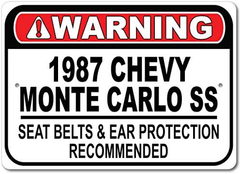 1987 87-es Chevy Monte Carlo SS biztonsági Öv Ajánlott Gyors Autó Alá, Fém Garázs Tábla, Fali Dekor, GM Autó Jel - 10x14