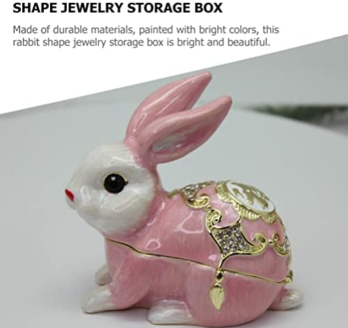 Healifty lakberendezés Vintage Decor az Aranyos Rabbit Csuklós Csecsebecsét Doboz Zománc ékszerdoboz Bejeweled Gyűrű